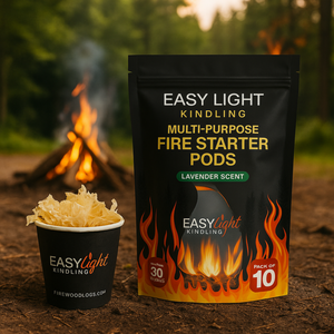 Natural Fire Starter Pods -  Indoor Outdoor Easy Light Kindling10 Pack, Great for, BBQ's ,Campfires Fire Pit, Fireplace, Wood Stove, Chimney and Pizza Ovens.