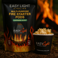 Natural Fire Starter Pods -  Indoor Outdoor Easy Light Kindling10 Pack, Great for, BBQ's ,Campfires Fire Pit, Fireplace, Wood Stove, Chimney and Pizza Ovens.